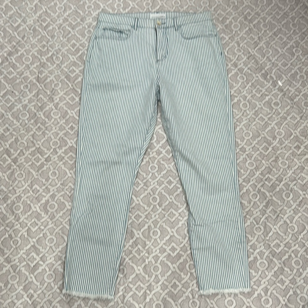 Loft - Striped Raw Hem Jeans